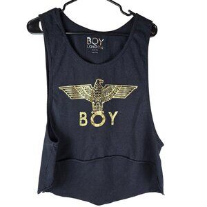 Boy London Cropped Black Tank Top With Gold Eagle Logo 100% Cotton One Size